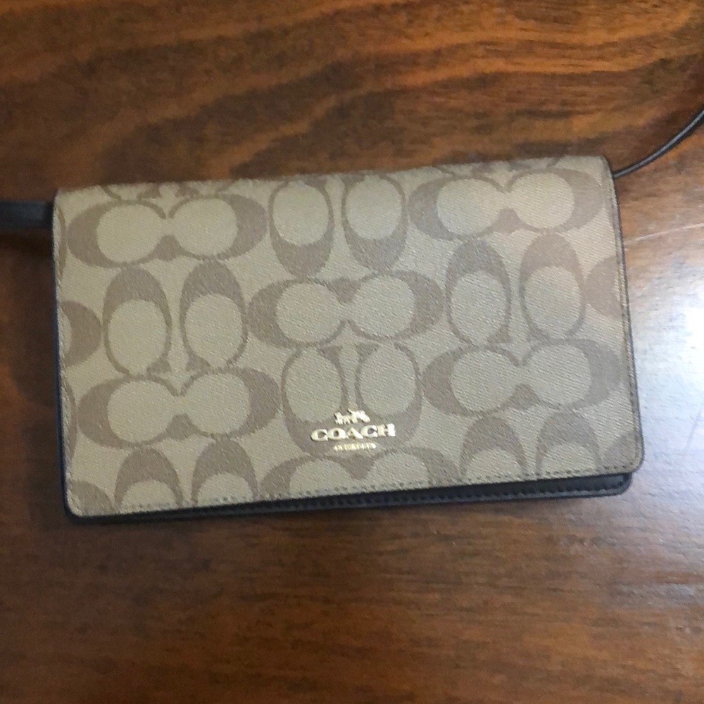 Coach Pebbled Leather Fold-Over Clutch Crossbody